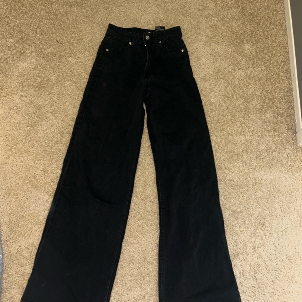 Black High Rise Wide Leg Jeans